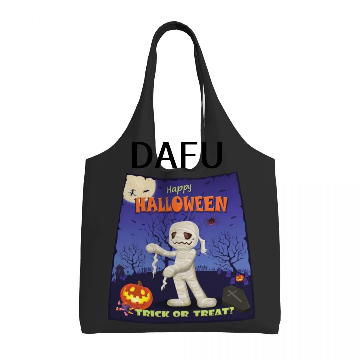 

Happy Halloween Funny Halloween Print Cotton Tote Bag - Casual Commuter Shoulder Bag for Work Grocery Shopping Trick or Treat