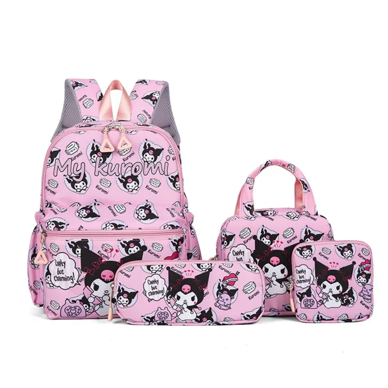 New Sanrio Casual Portable School Bag 4-Piece Set Cartoon HelloKitty Large Capacity Book Storage Backpack Girl's Holiday Gift