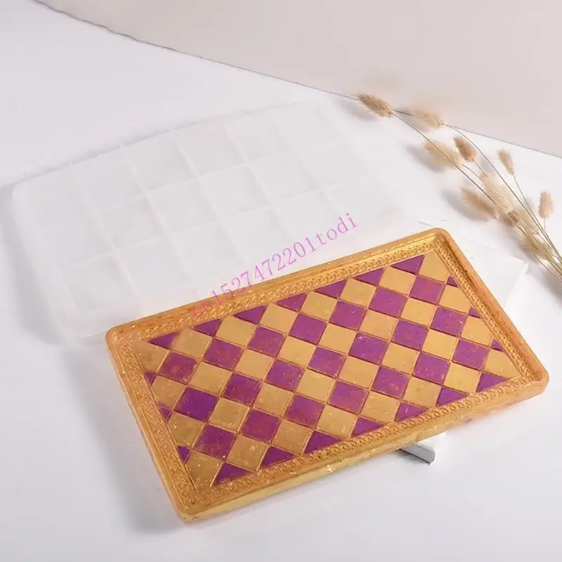 

Diy Tray Mold Checkerboard Base Silicone Mold Hand-made Table Jewelry Storage Mold for Jewelry Making Board Games M76B