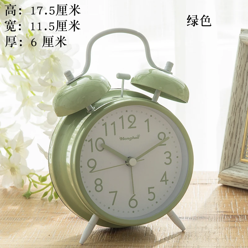 4 Inch Sweet Candy Color Alarm Clock Loud Ringing Bedside with Night Light Silent Design Simple Fashionable School Students