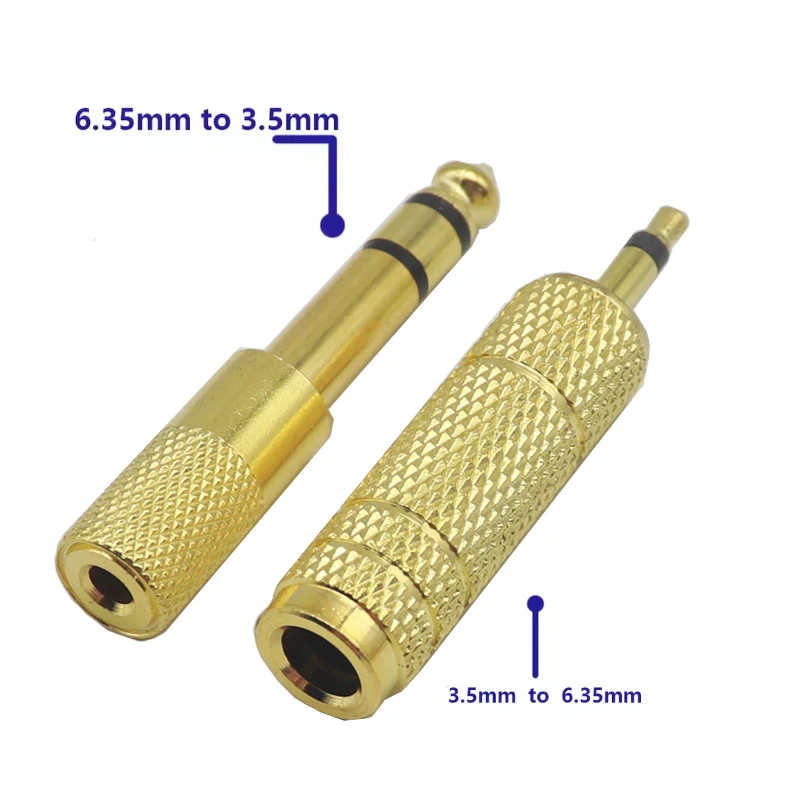 【4-2PCS】Gold plated 6.5mm female to 3.5mm male jack, 3.5mm female to 6.35mm male plug, dual channel audio microphone connector