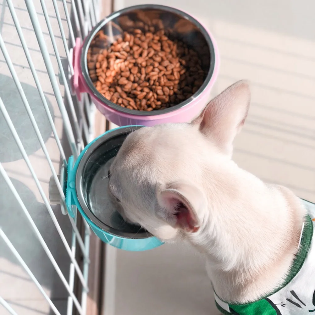 

Hanging Pet 2 in 1 Stainless Steel Bowl Stainless Steel Dog Food Bowl Easy Cleaning Cage Accessories Pet Supplies
