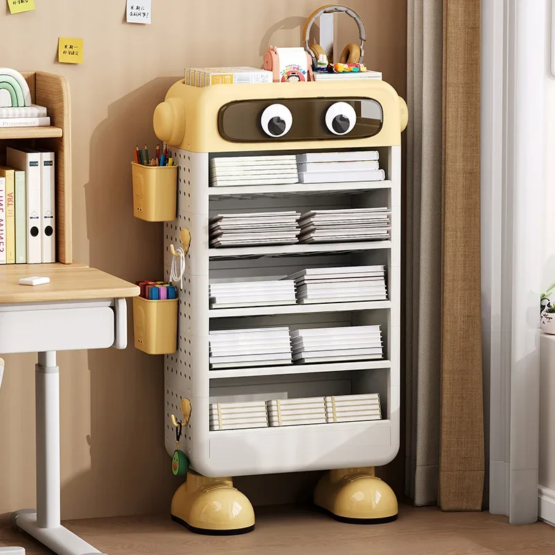 Mobile Kids Book Cart | Rolling Book Organizer Floor Bookshelf | Home Office Side Table | Children's Reading Corner