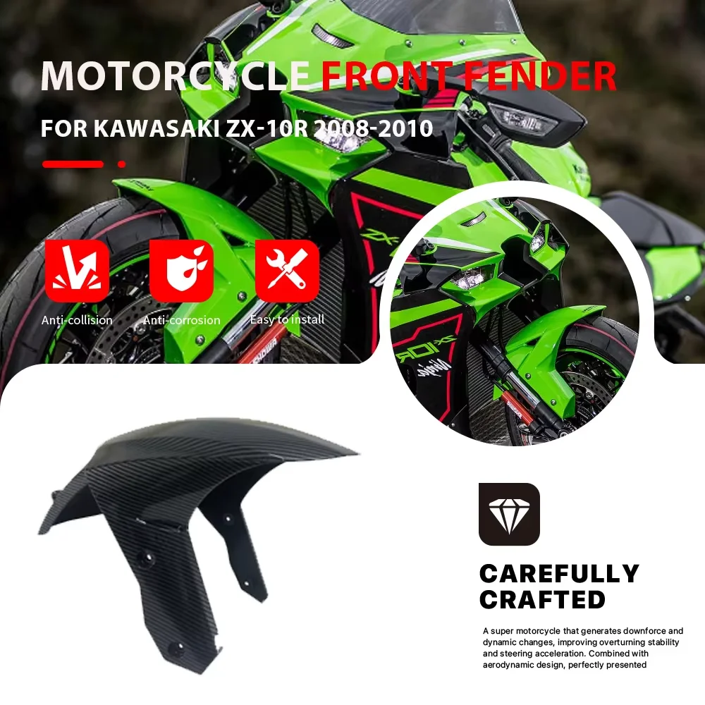 

Motorcycle Accessories Front Tire Fender Splash Guard For KAWASAKI ZX-10R ZX10R 2008 2009 2010 ABS Mudguard Wheel Guard Fairing