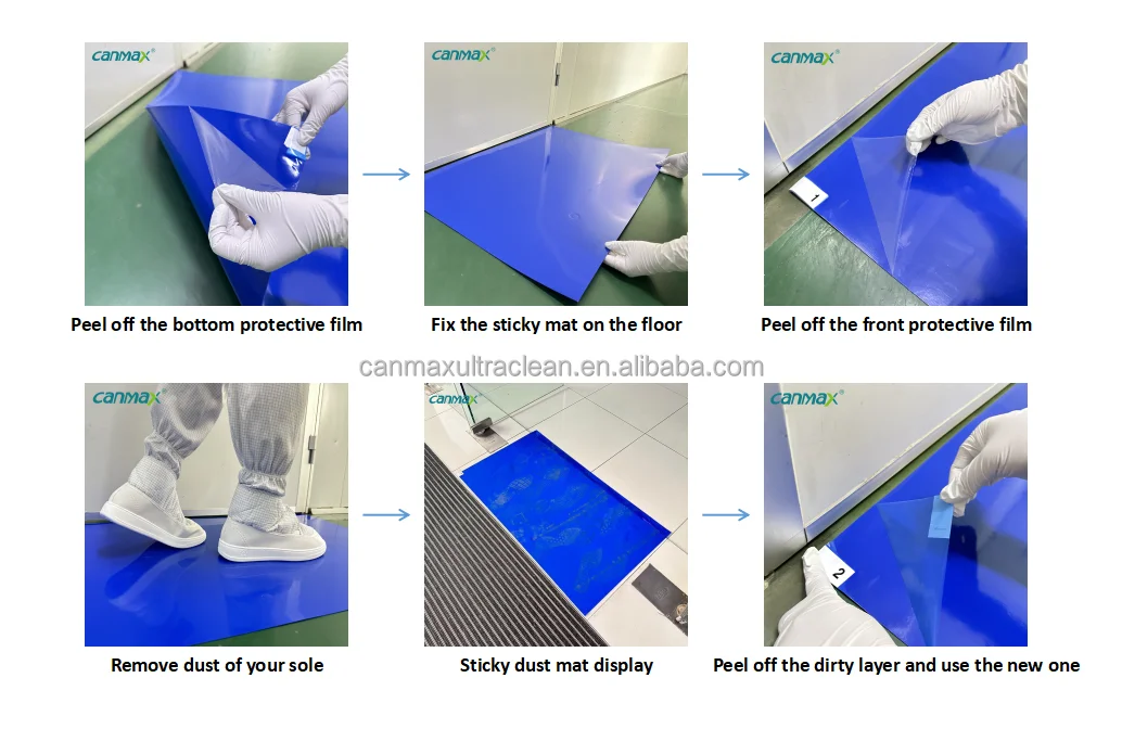 5PCS Factory Directly Sale LDPE Adhesive Anti Slip Shoe Dust Cleaner 24''x36'' Workshops Shoes Dust Wheel Cleaning Tool Sticky M