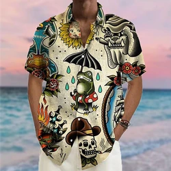 Retro Men'S Shirt Fashion Mermaid Shirt For Men 3d Hawaiian Shirts Man Casual Short Sleeve 2024 Oversized Shirts Top Summer