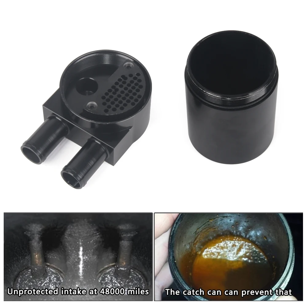 Baffled Billet Aluminum Oil Catch Tank/Can Round Can Reservoir Turbo Oil Catch can/ Can Catch for BMW/VW/AUDI 19MM Barb