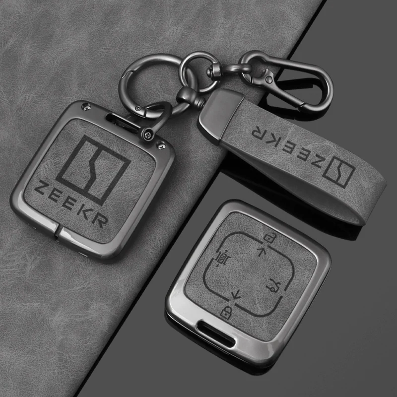 Zinc Alloy Leather Car Key Case ZEEKR 001 007 009 ZEEKR X ZEEKR NFC Key Case Car Smart Remote Key Fob Protective Case