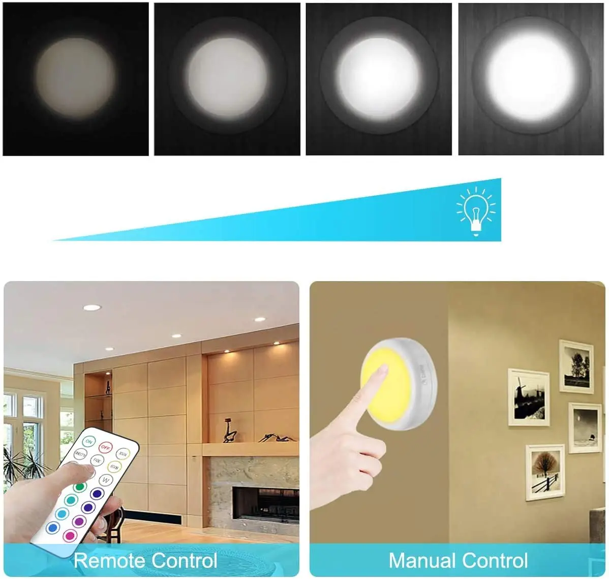 LED Puck Light RGB 13 Colors Night Light Battery Powered with Remote and Touch Control for Bedroom, Under Cabinet Light, Kitchen
