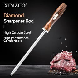 XINZUO Diamond Sharpener Rod Sharpening Steel for Knife Scissors Honing Kitchen Grinding Tool North America Desert Ironwood