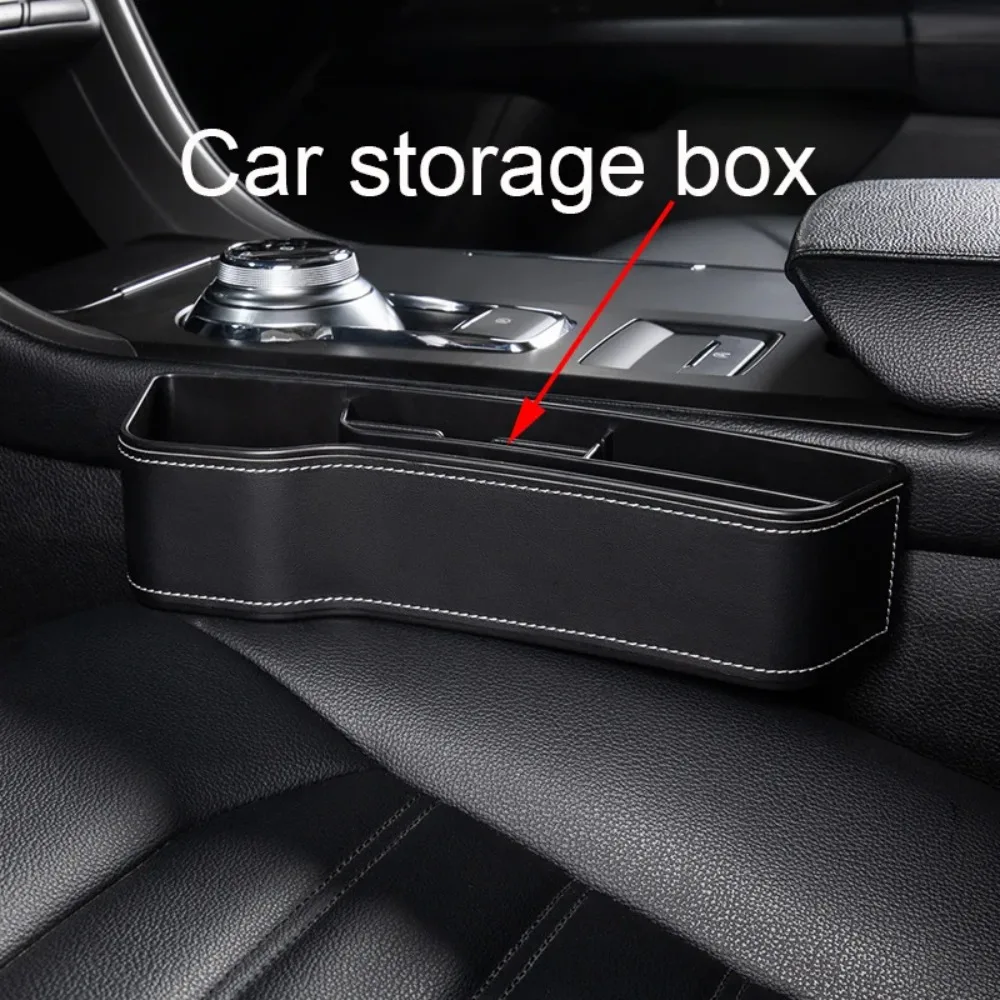 PU Leather Car Seat Gap Storage Box Universal Seat Gap Slit Box With Charging Hole Phone Bottle Keys Holder Box Auto Organizer