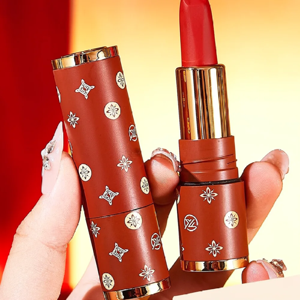 For XRoland Vintage Print Lipstick Soft Matte Long Lasting Non Transfer Lip Color Premium Quality Beauty Gift