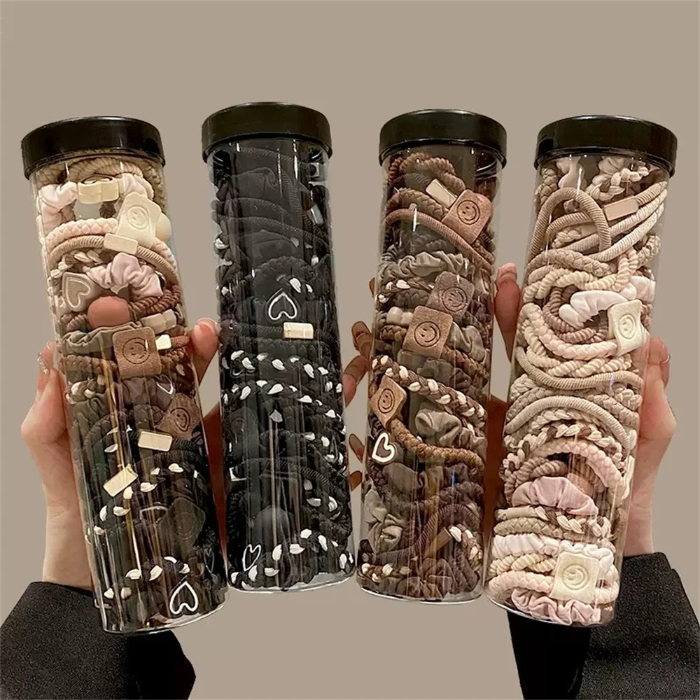 

4 Box - 20pcs per box Hair Headband Ties Love Pendant Set Soft Elastic Polyester Band deal Gift Heart Hair Ring with package