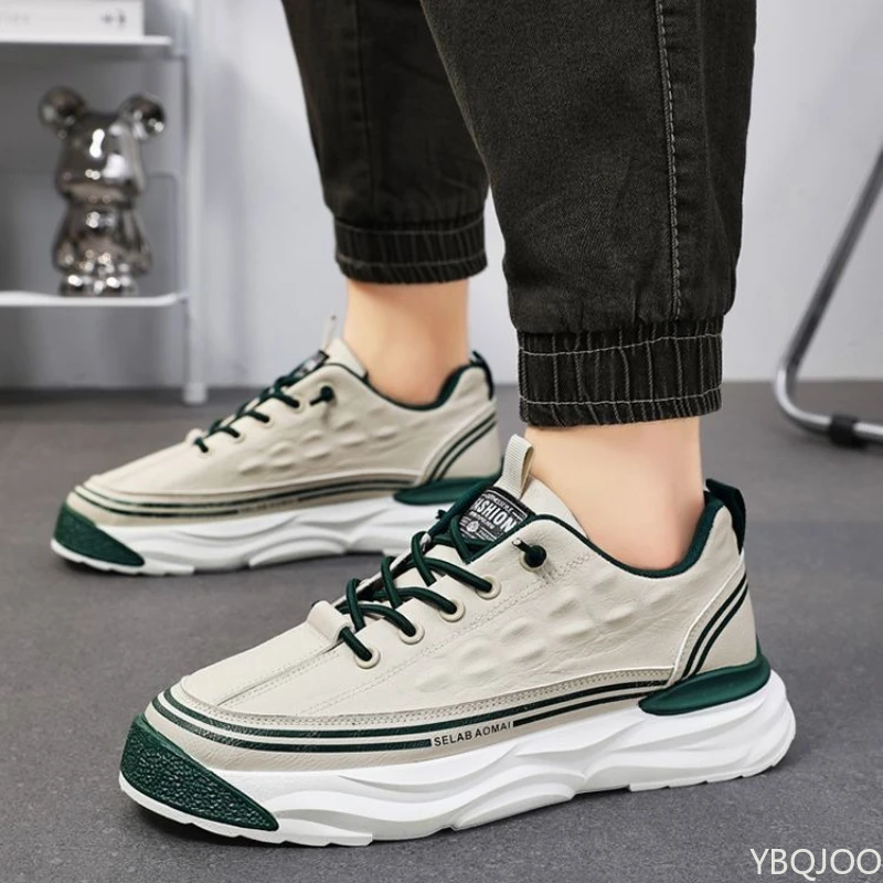 

Большой размер, весна и осень, новая повседневная мужская обувь на толстой подошве, увеличивающая рост, нишевая трендовая универсальная спортивная мужская обувь на плоской подошве