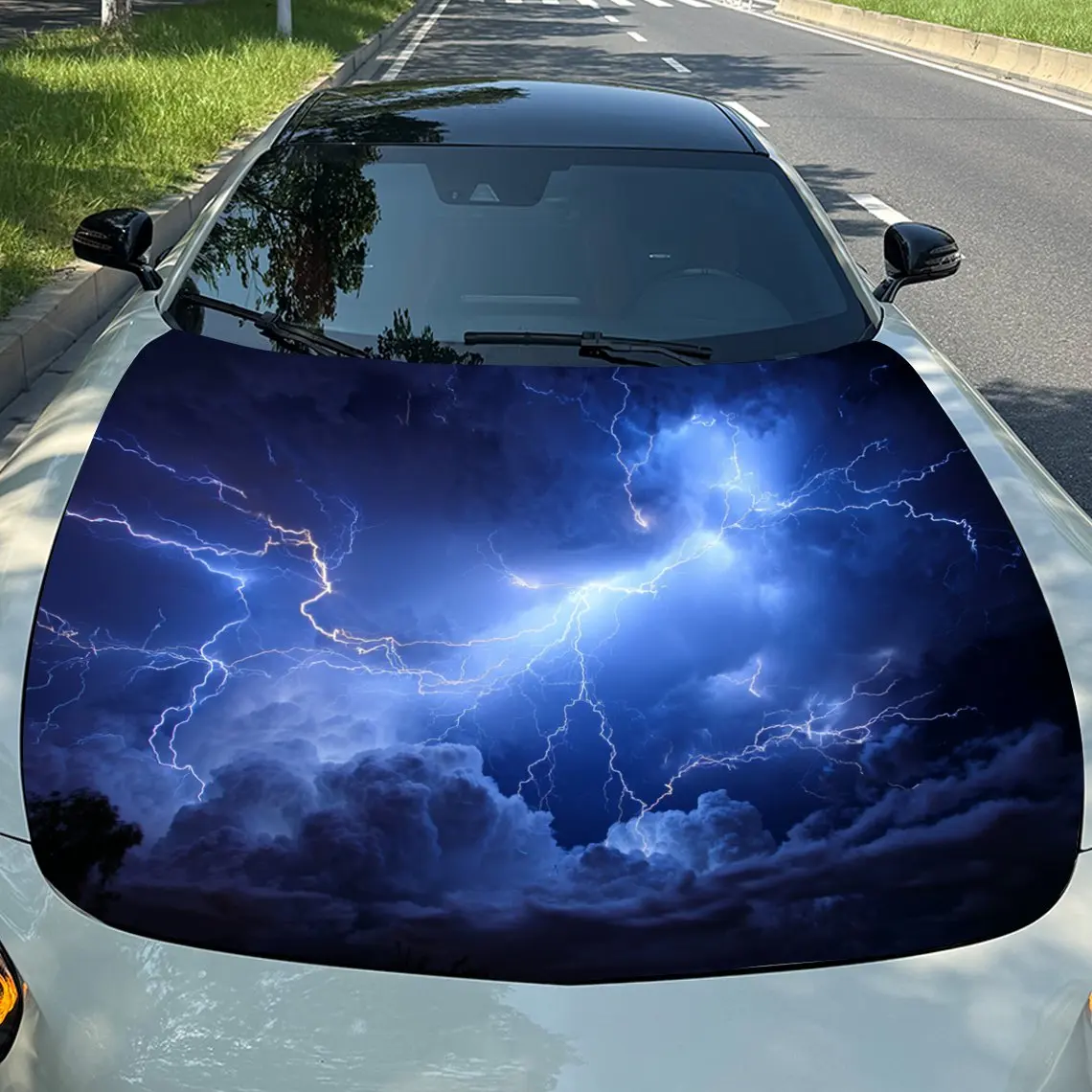 

Blue Light PVC Vinyl Film, Self-adhesive Waterproof Engine Hood Sticker, Suitable For Decorative Protection Stickers On Trucks,