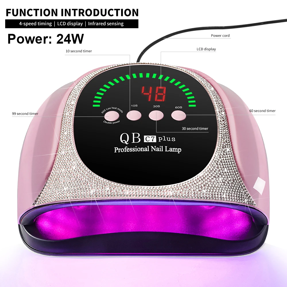Professionele UV/LED-nagellamp 57 LEDS sneldrogend gellak-uithardingslicht met LCD-scherm manicure-apparatuur voor acrylgel