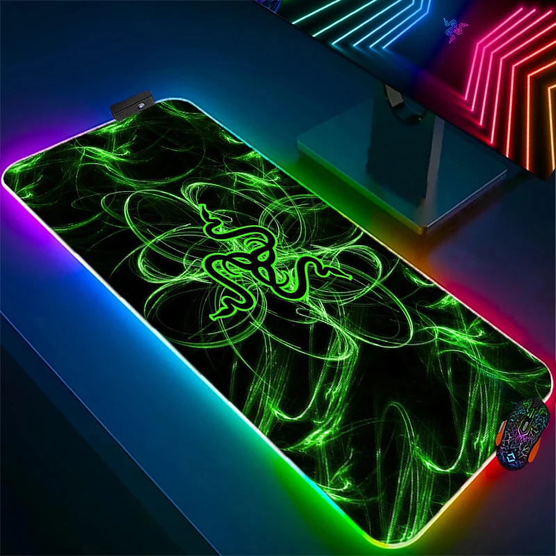 

Goliathus Razer Basilis Snake Gaming Mousepad RGB Custom Computer With Backlight Desk Mats Laptop Natural Rubber LED Mouse Pad