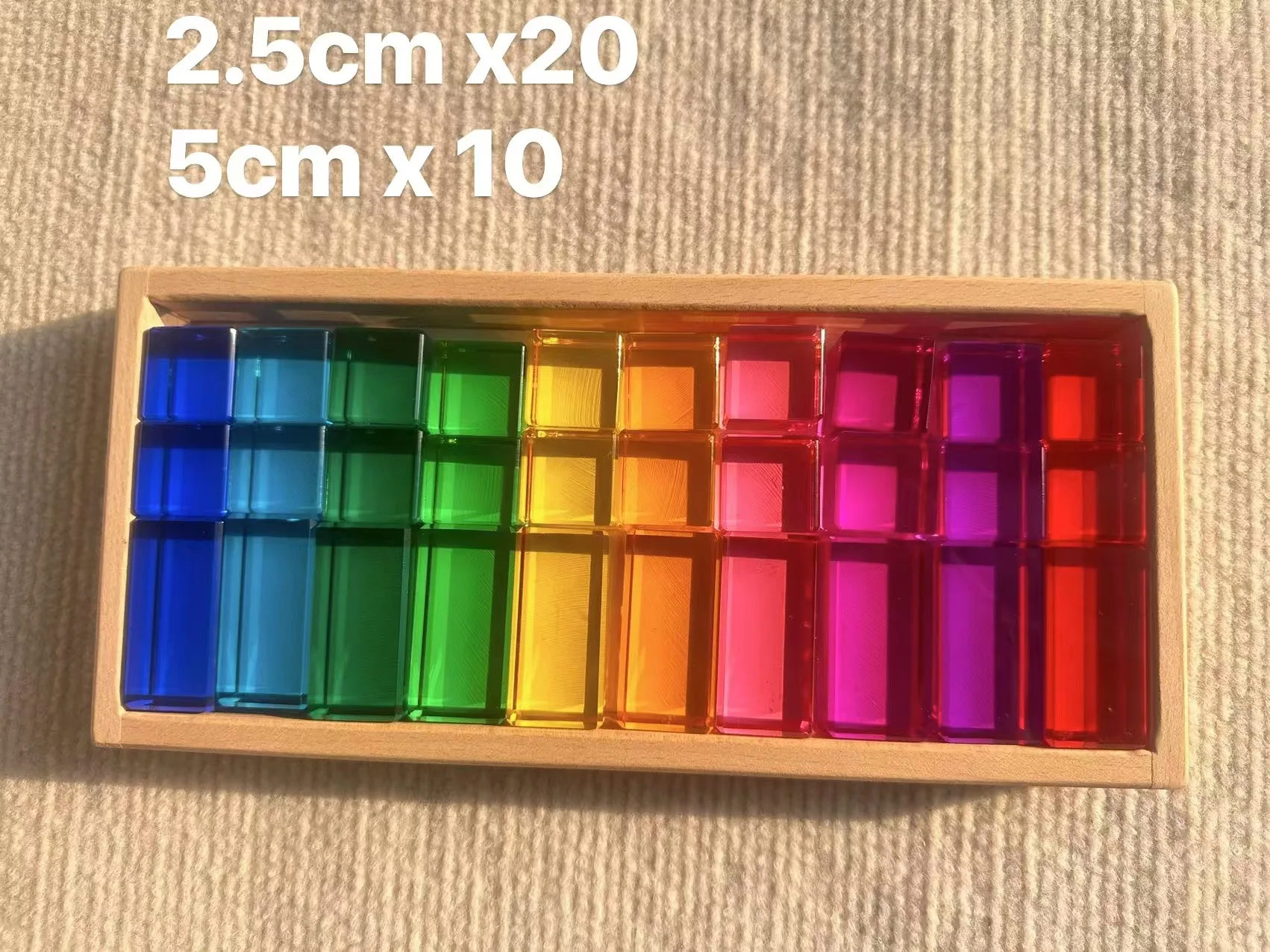 Houten bouwstenen set stapelen kasteelspeelgoed met transparante blokjes regenbooghout bomen dieren giraffe voor kinderen