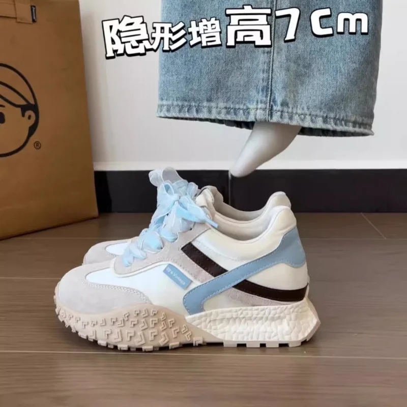 

2025 New Platform Sneakers for Petite Women 7CM Lift Low Profile Comfort Shoes Ribbon Detail Tennis Fashion Casual Walking