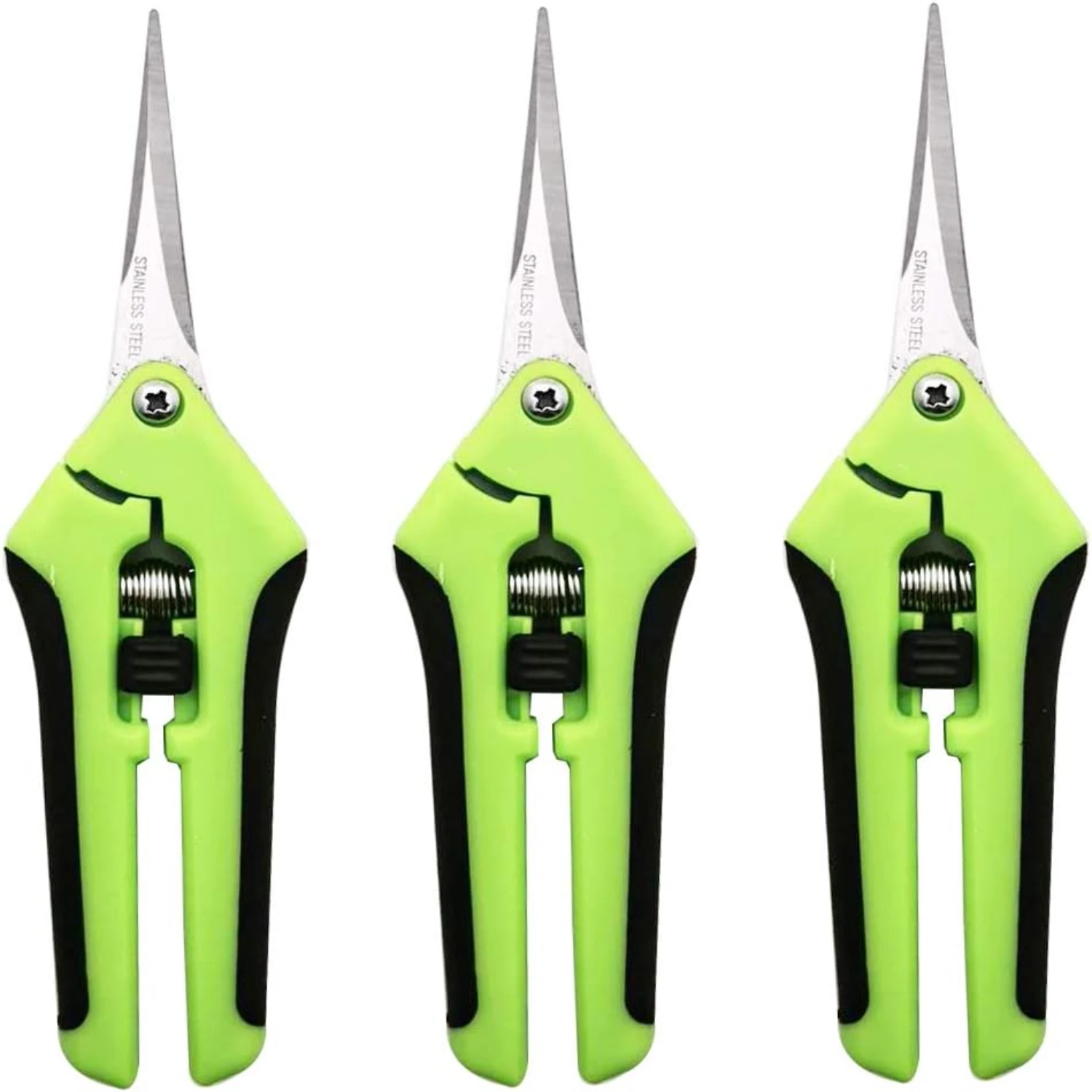 

3Pack Gardening Hand Scissors Stainless Steel Safety Pruner Pruning Shear Snippers, Green