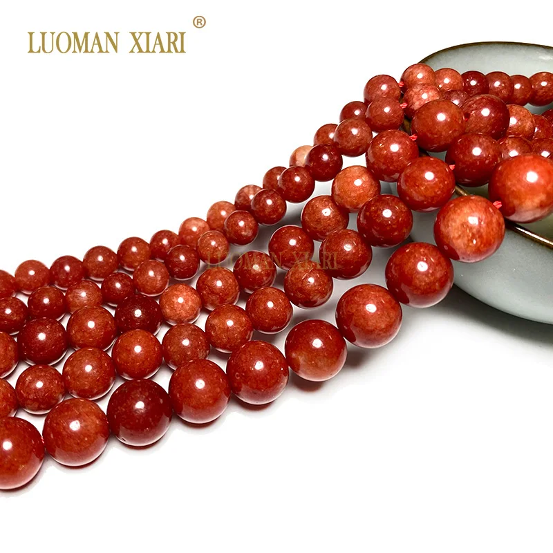 AAA High Quality Red Coral Jades Round Natural Stone Beads for Jewelry Making DIY Bracelet Handmade Material 4 6 8 10MM