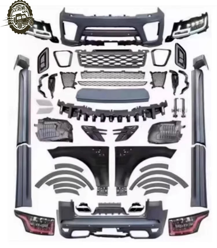 Wide Body Kit for 2014-2017 Land Rover Range Rover Sport Old to New 2018-2022 SVR ABS Auto Parts Headlamps Tail Lamps Bumpers