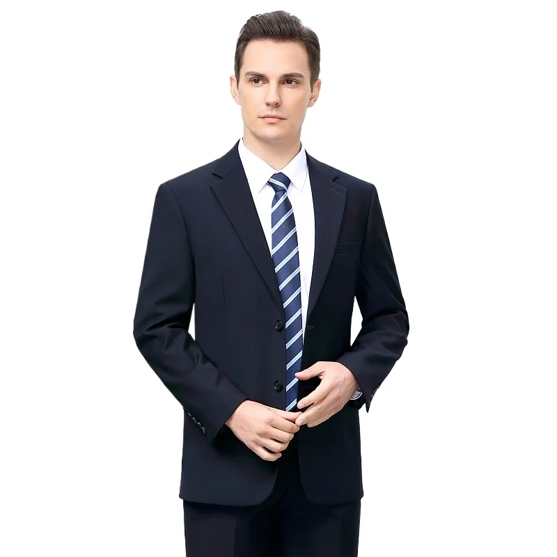 Suit Men (Blazer+Pants) Fashion Business Casual Slim-fit Formal Dress Banquet Work English Style Evening Dress Solid Color Suit