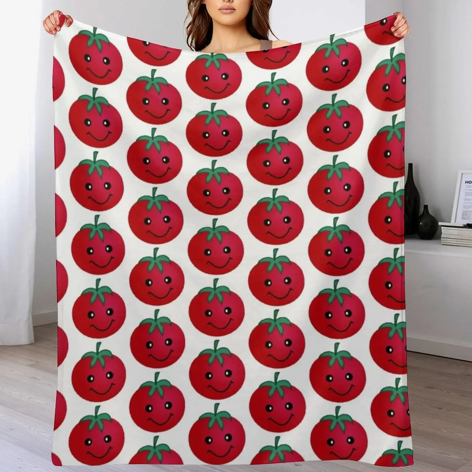 

Smile Tomato Throw Blanket Plush Plaid Blankets