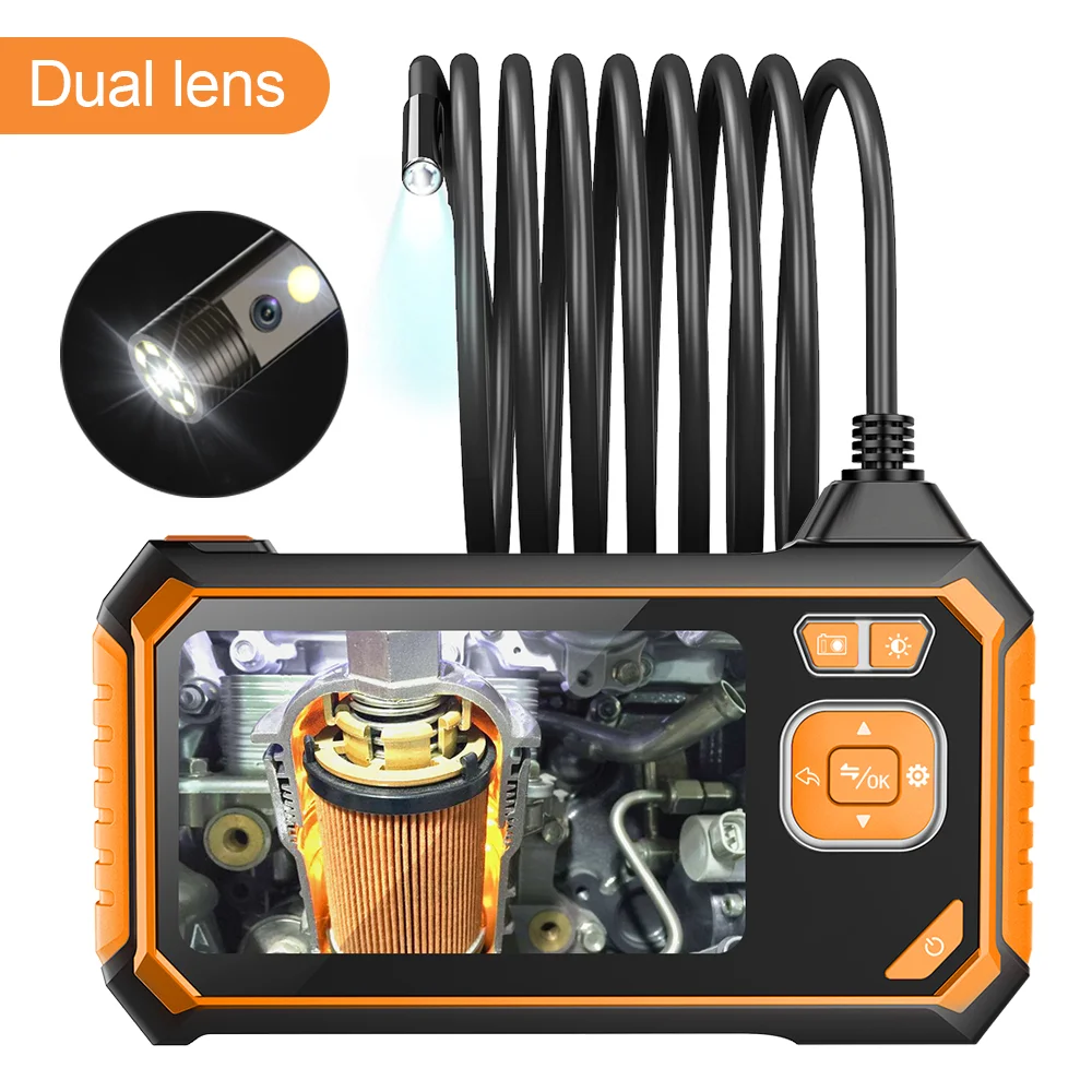 113B-2 5.5mm 1m hard cable dual lens inspection camera endoscope with 4.3inch HD screen