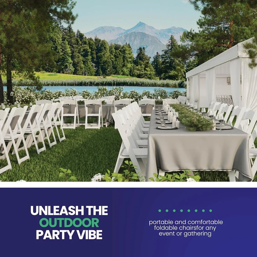 كراسي قابلة للطي من الراتنج - كرسي أبيض مريح قابل للطي - كراسي قابلة للطي مع مقاعد مبطنة - كراسي قابلة للطي للاستخدام الداخلي/الخارجي #5