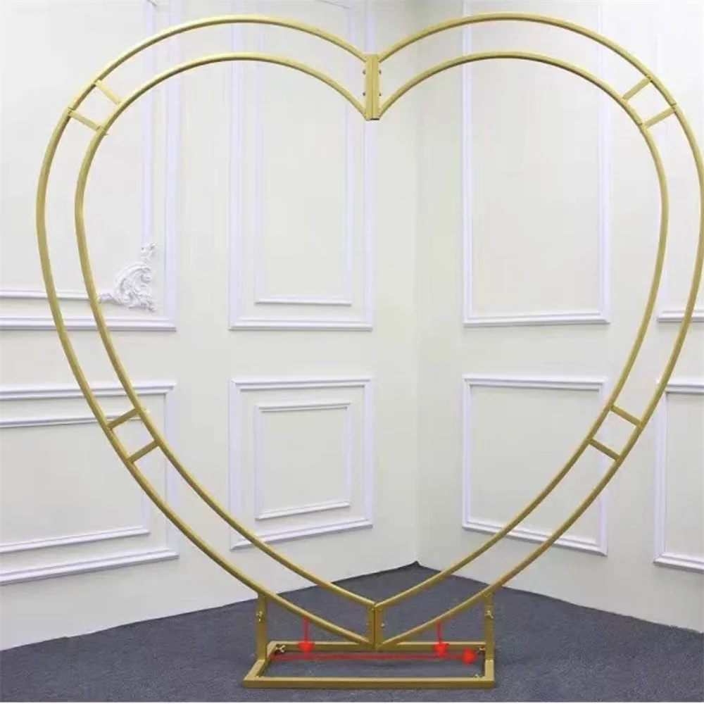 8.2Ft Heart Shape Double Rod Flowers Stand Frame Wedding Stage Background Arch Baby Shower Home Decoration Support Customize