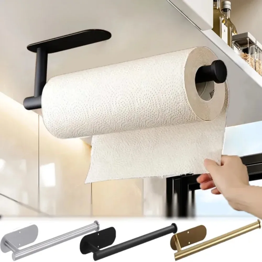 

ASelf-Adhesive Paper Towel Holder for Kitchen Cabinet,Bathroom Tissue and Towel Holder,Plastic Wrap and Roll Paper Storage Rack