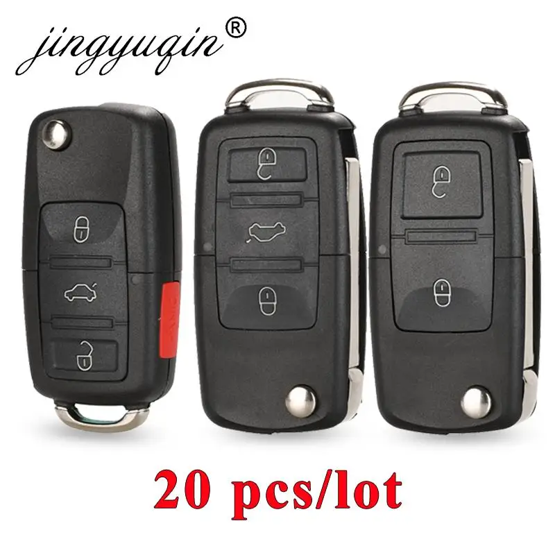 Jingyuqin 20 pz/lotto Flip Chiave A Distanza Dell\'automobile Borsette Caso Fob Per Vw Jetta Golf Passat Beetle Polo Bora MK4 Seat Altea Skoda