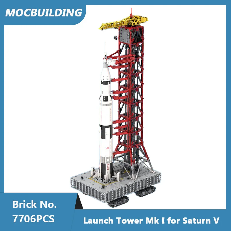 

Строительные блоки MOC, башня для запуска Mk I для Saturn V 21309/92176 с гусеничным устройством, собранные своими руками кирпичи, креативные игрушки, подарки, 7706 шт.