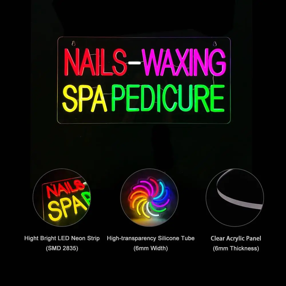 الأظافر الصبح سبا باديكير النيون USB عكس الضوء مصباح ليد لمسمار صالون تجميل العناية بالبشرة استوديو الأعمال لافتة نافذة ديكور