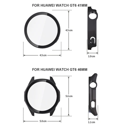 Imagen 2 del producto Vidrio templado + funda para Huawei Watch GT 6 41mm 46mm Smartwatch PC parachoques protector de pantalla anticaída HUAWEI WATCH GT6 cubierta