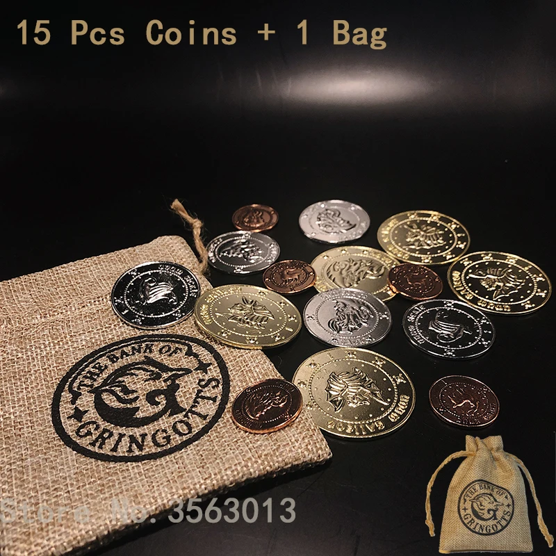 16 Pcs/set Hp Bank Coins 15 Coins1 Bag Cosplay Wizard School Prop