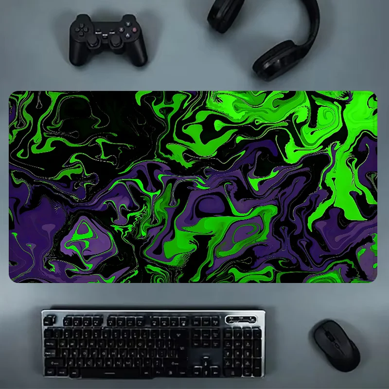 

Large Desk Pad Gaming Mouse Pad Abstract Design Keyboard Offices Accessories Rubber Non-Slip Rubber Stitched Edge Deskpad