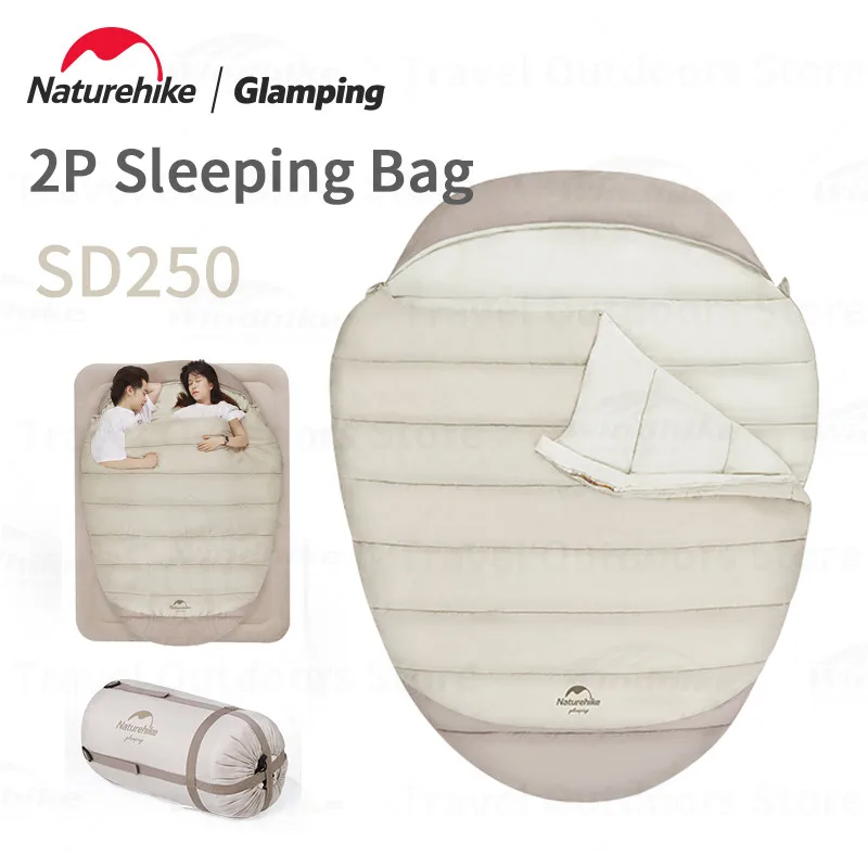 

Naturehike Camping Double Sleeping Bag 2 Person Snail Type Large Space 15~10℃ Spring Summer Cotton With Windproof Cap Giant Big