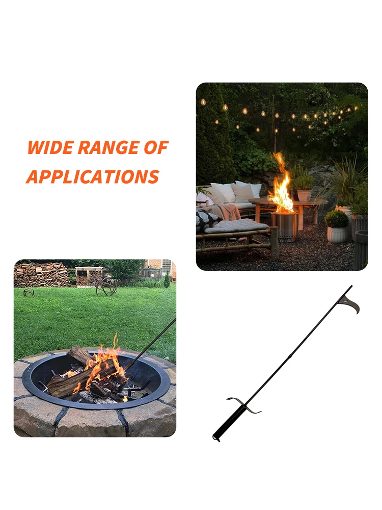 Strumento per camino da poker da 1 pezzo con manico ergonomico in legno, poker da fuoco pieghevole in 2 parti