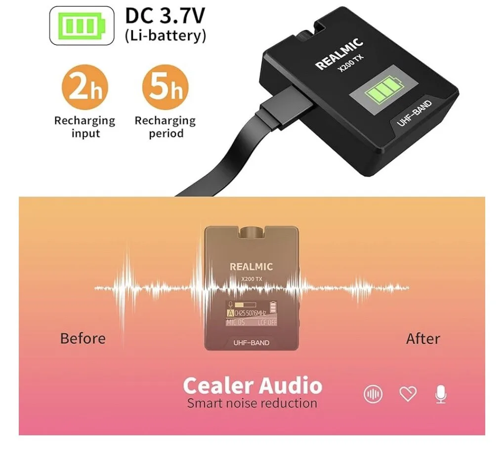 

Wireless Lavalier Microphone Professional 50M Audio Video Voice Recording Mic for iPhone 16 15 Android Phone Camera