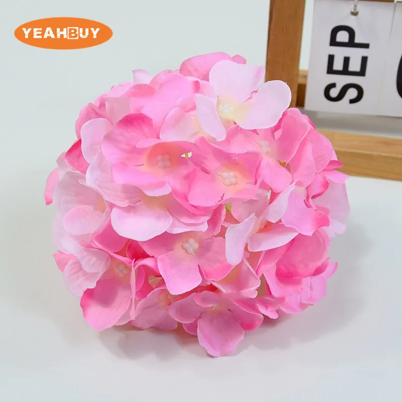 50 Stück 14 cm 16-farbige künstliche Hortensienblütenköpfe aus Seide für DIY Hochzeitswandsträuße, Party, Markt, Garten, Blumendekoration – Detail 8