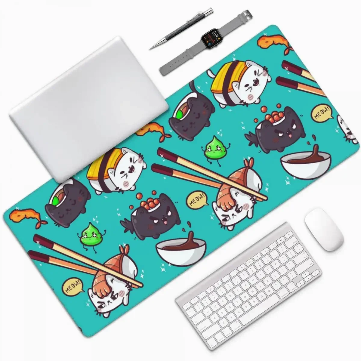 

Суши кошки большой коврик для мыши компьютерная клавиатура коврик для мыши геймер ПК коврик для ноутбука офисные аксессуары коврики для стола