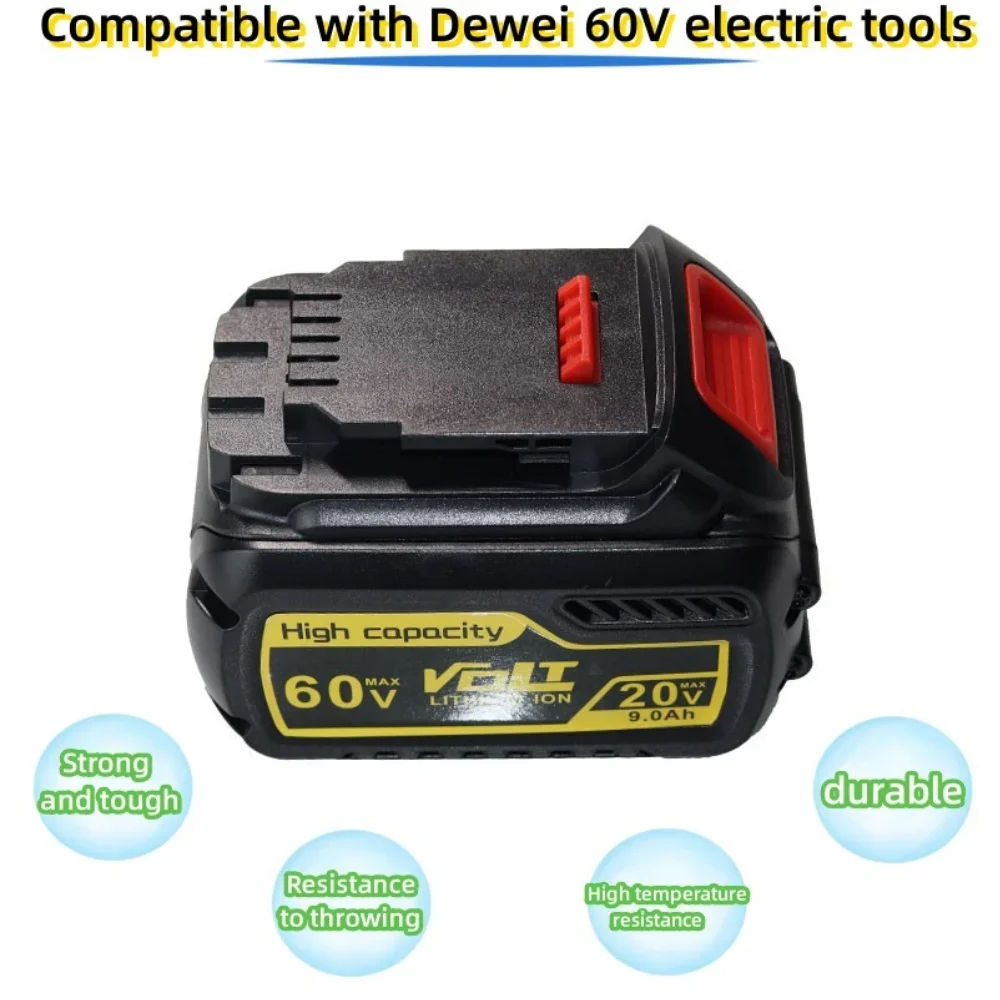 9.0Ah 20V 60V MAX Сменный аккумулятор для Dewalt DCB606 DCB609 DCB205 DCB204 DCB206 DCB209 Электроинструменты Литий-ионный аккумулятор