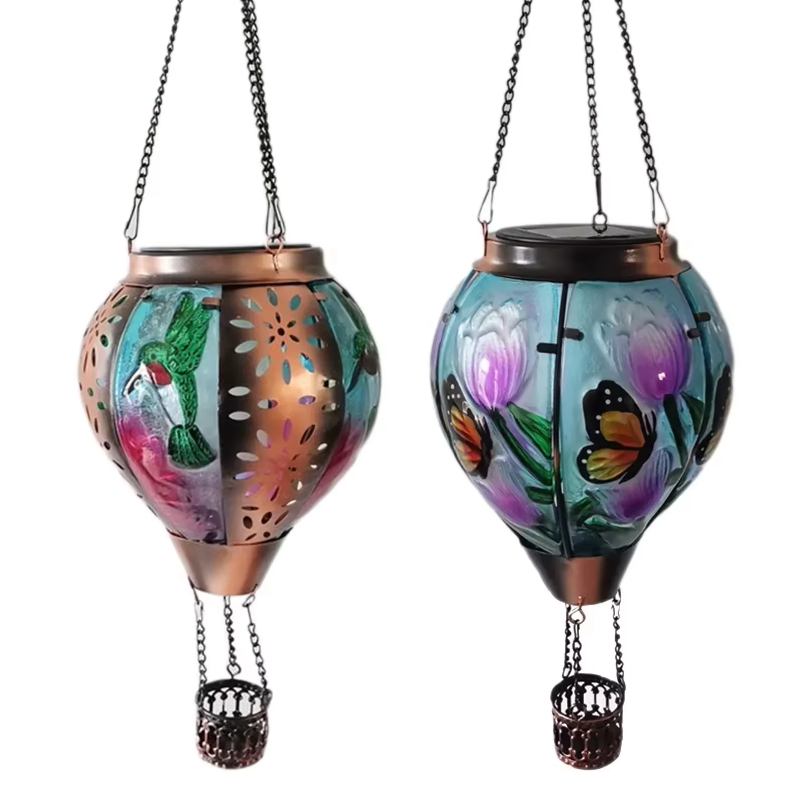 Hot Air Balloon Solar Landscape Light LED Flame Hanging Lantern IP44 Waterproof Hanging Outdoor Solar Landscape Lights
