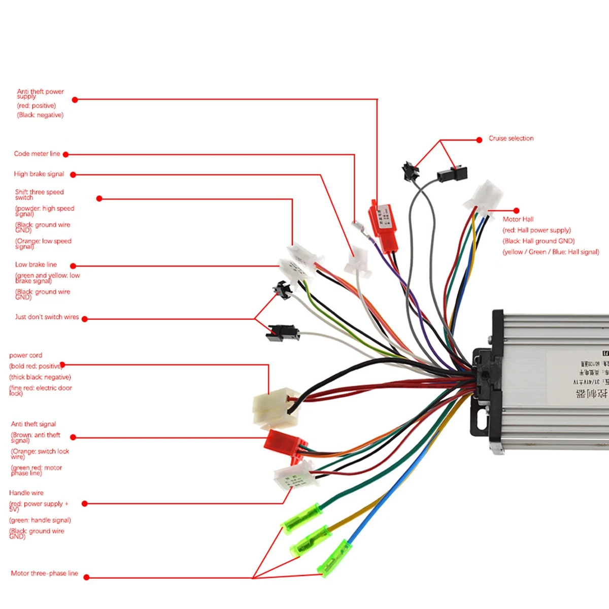 Controlador sin escobillas para bicicleta eléctrica, 36V, 48V, 350W, 6 tubos, modo Dual para bicicleta eléctrica, Scooter, velocidad, pieza de Motor Dual inteligente