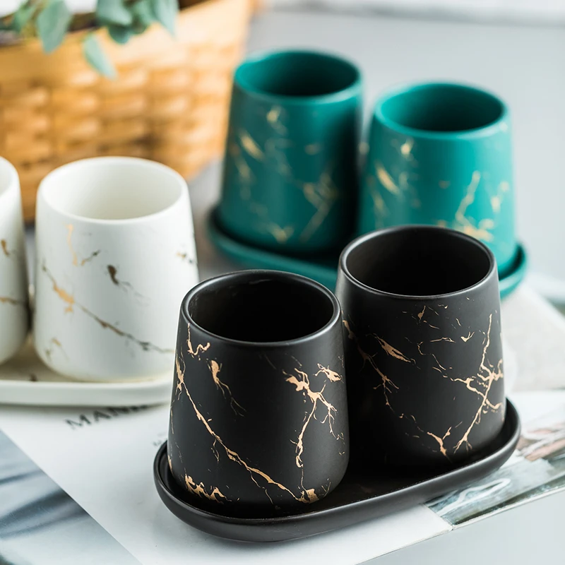 Ceramic Mug Set for Couple, Brushing Cup, Toothbrush, Bathroom Toiletries, Ornaments, Luxury, Household