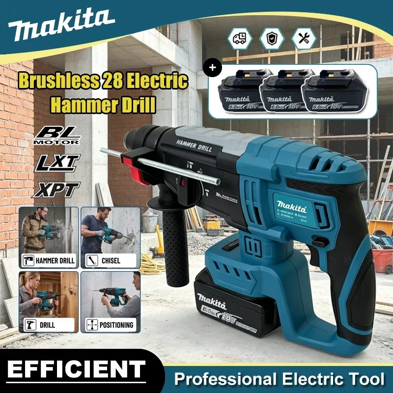 Makita Brushless Electric Hammer Drill 28MM Multifunctional Cordless Rechargeable Screwdriver Tool For Makita 18V Battery Pin - view 2