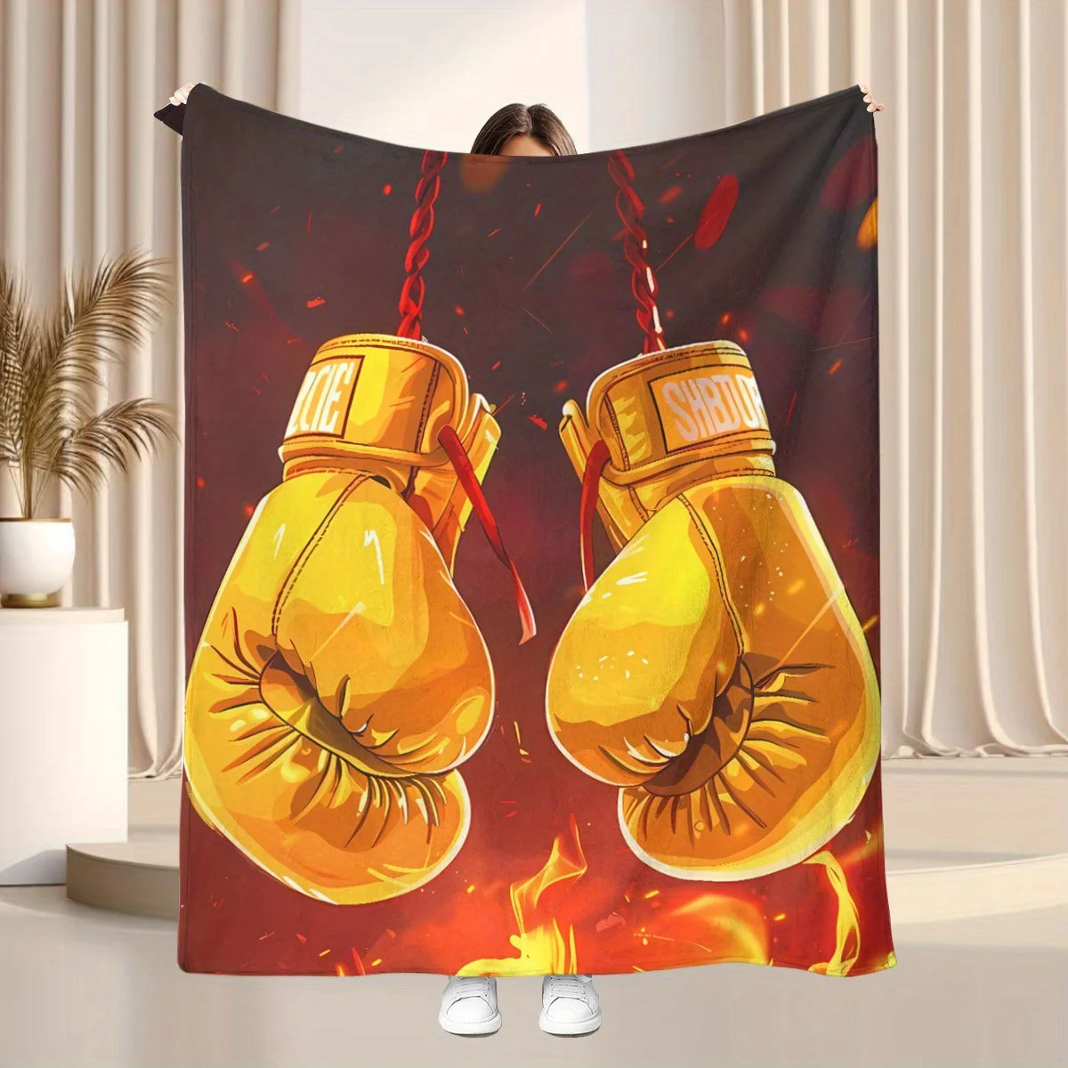 Super Soft Boxing Gloves Flannel printed blanket suitable for all seasons suitable for living room office sofa and travel