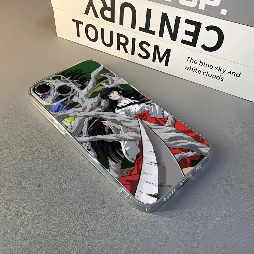 Funda para Teléfono K-Kikyo (InuYasha) para iPhone 17/16/15/14/13/12/11 Pro Max, Transparente, TPU, MagSafe, Protección de Lente, Ajuste Delgado